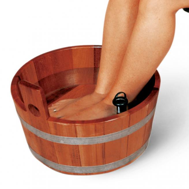 Sauna-Fußwanne aus Kambala mit Abfluß