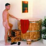 Sauna Tauchbecken aus Holz Fichte mit Kunststoffeinsatz